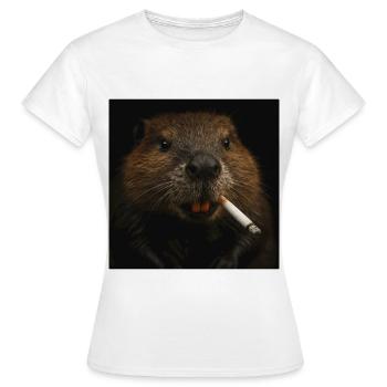 Smoking Beaver - Frauen T-Shirt - Weiß - Vorne - AI Model Female 172 dark (172cm)