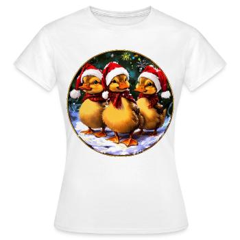 Weihnachtsmann Entchen - Frauen T-Shirt - Weiß - Vorne - AI Model Female 172 dark (172cm)
