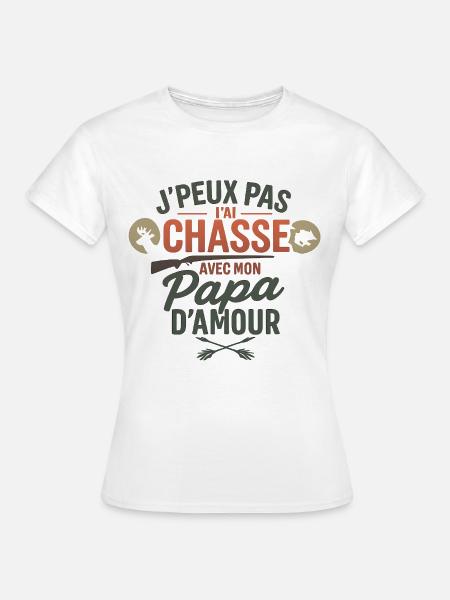Jagd mit Papa d'amour - Frauen T-Shirt - Weiß