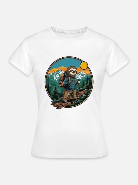 Süßes Faultier-Wandern Camping Bergabenteuer - Frauen T-Shirt - Weiß