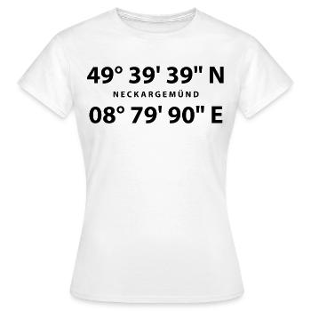 Neckargemünd mit GPS Koordinaten - Frauen T-Shirt - Weiß - Vorne - AI Model Female 172 dark (172cm)