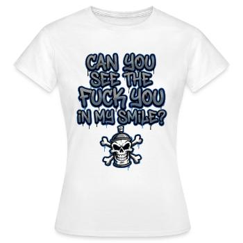 Graffiti Skull Saying Provocative - Women's T-Shirt - white - Front - AI Model Female 172 dark (172cm)