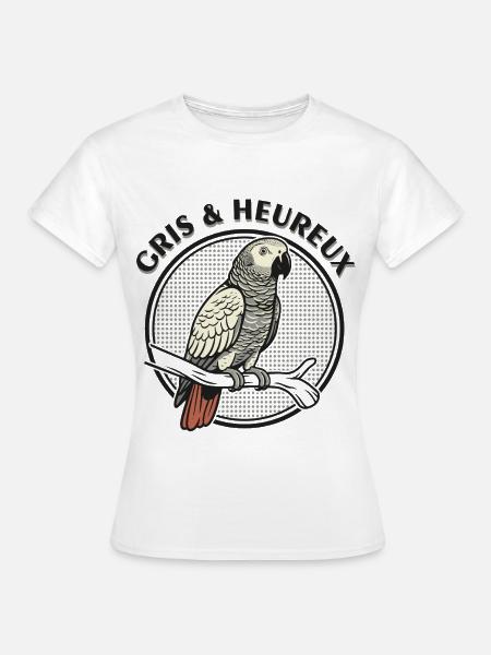 GREY & Happy Parrot – Gabon Grey - Frauen T-Shirt - Weiß