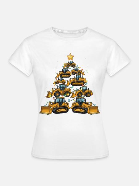 Lustiger Bulldozer Weihnachtsbaum Geschenk - Frauen T-Shirt - Weiß