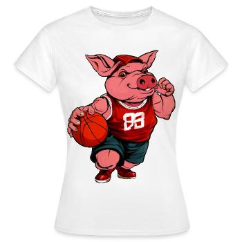 Schweinchen Basketballerin / Basketball Schweinche - Frauen T-Shirt - Weiß - Vorne - AI Model Female 172 dark (172cm)