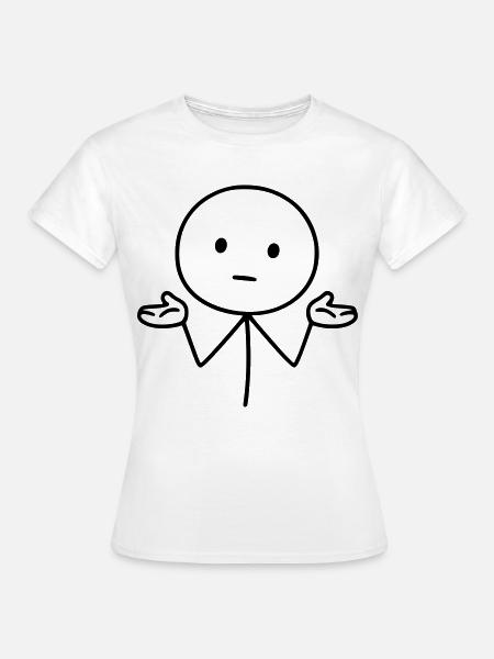 Strichmännchen Schulterzucken Achselzucken - Frauen T-Shirt - Weiß
