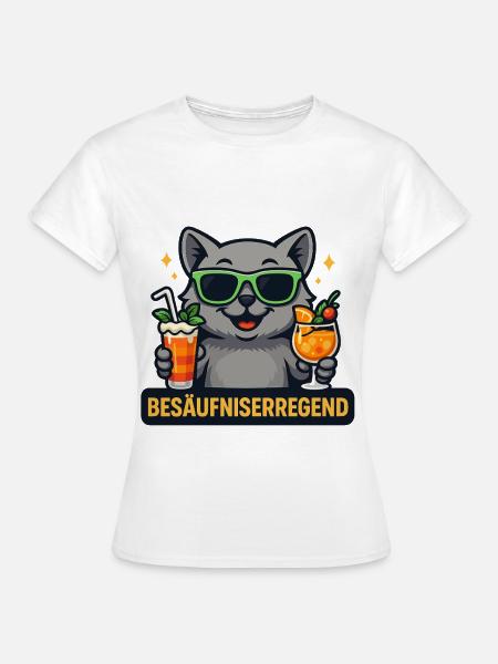 Katzenbar Partyheld mit Drinks - Frauen T-Shirt - Weiß