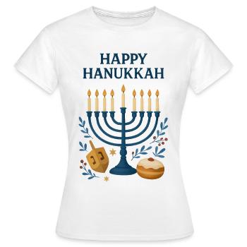 Joyeux Menorah festif de Hanoucca - T-shirt Femme - blanc - Devant - AI Model Female 172 dark (172cm)