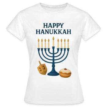 Joyeuse Lumière festive de la Menorah de Hanoucca - T-shirt Femme - blanc - Devant - AI Model Female 172 dark (172cm)
