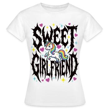 Freundin, Einhorn-Valentinstags-Paar - Frauen T-Shirt - Weiß - Vorne - AI Model Female 172 dark (172cm)