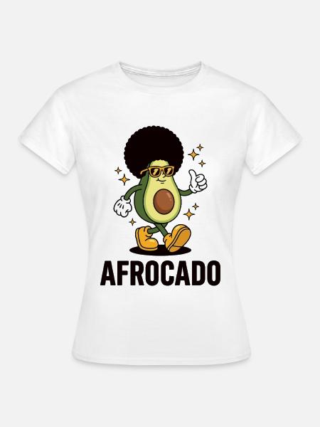 AFROCADO – Funky Avocado mit Afro & Style - Frauen T-Shirt - Weiß