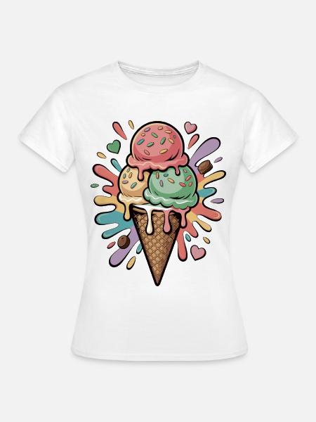 Bunte Eiscreme Explosion - Frauen T-Shirt - Weiß