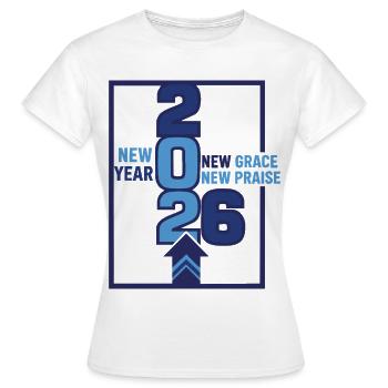 Nouvel An 2026 Nouvelle Grâce Nouvelle Louange - T-shirt Femme - blanc - Devant - AI Model Female 172 dark (172cm)