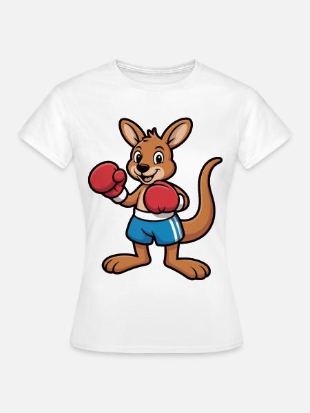 Känguru Boxer Cartoon – Ringkämpfer - Frauen T-Shirt - Weiß