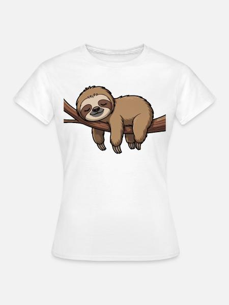 Schlafendes Faultier auf Ast - Frauen T-Shirt - Weiß