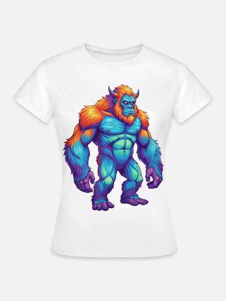 Bunte Bigfoot-Regenbogen-Pop-Art-Aquarell - Frauen T-Shirt - Weiß