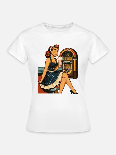 Rockabilly 50er Diner Milchshake Jukebox Retro - Frauen T-Shirt - Weiß