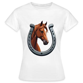 Horse Horse : Portrait puissant - T-shirt Femme - blanc - Devant - AI Model Female 172 dark (172cm)
