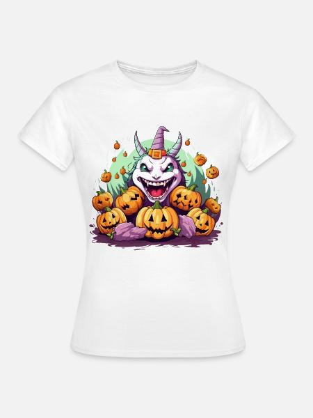 Halloweenhexe mit Kürbissen - Frauen T-Shirt - Weiß