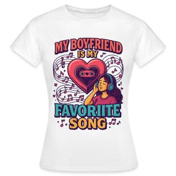 Chanson d’amour de petit ami de la Saint-Valentin, romance musicale - T-shirt Femme - blanc - Devant - AI Model Female 172 dark (172cm)