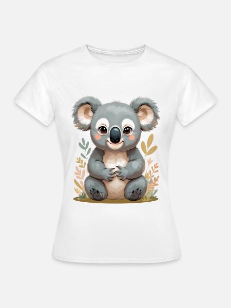 Kuschelkau Koala im Blättermeer - Frauen T-Shirt - Weiß