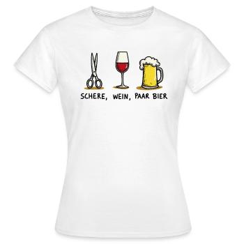 Schere Wein Paar Bier Lustiges Party Wortspiel - Frauen T-Shirt - Weiß - Vorne - AI Model Female 172 dark (172cm)