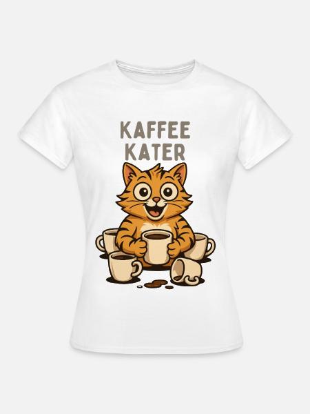 Kaffee Kater Cartoon - Frauen T-Shirt - Weiß