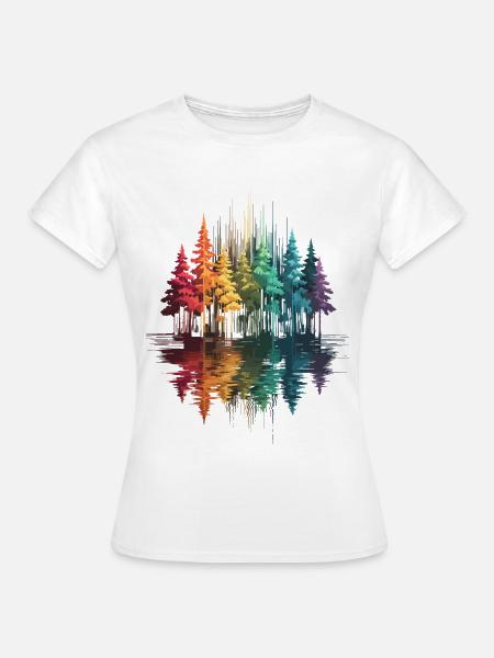 Bäume, Wald, Natur, Wildnis, Outdoor, Reflexion - Frauen T-Shirt - Weiß