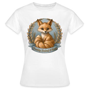 Fraîchement cuit & Foxy – Illustration de renard - T-shirt Femme - blanc - Devant - AI Model Female 172 dark (172cm)