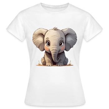 Dessin animé mignon bébé éléphant - T-shirt Femme - blanc - Devant - AI Model Female 172 dark (172cm)