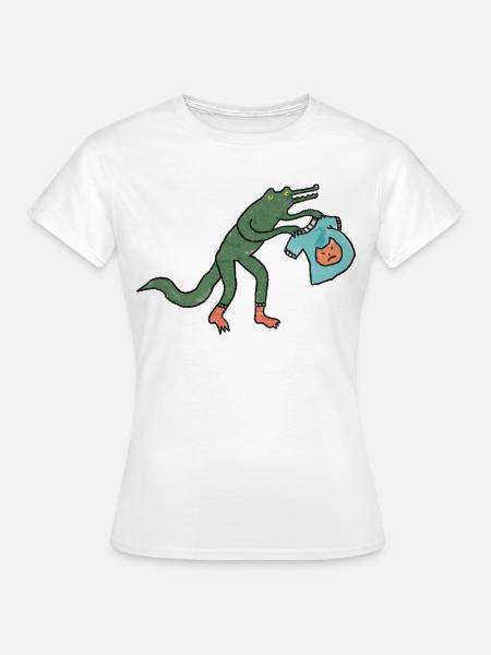 Kroko_mit_shirt - Frauen T-Shirt - Weiß