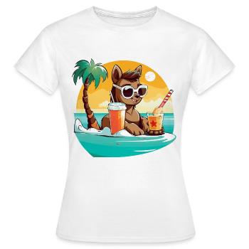 Llama on the beach in the sunlight - Women's T-Shirt - white - Front - AI Model Female 172 dark (172cm)