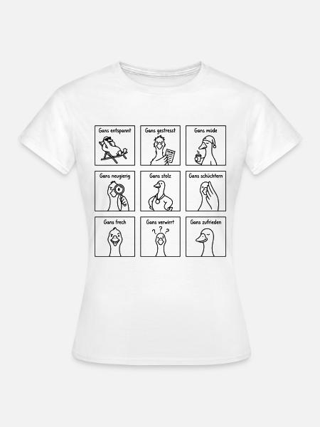 Gans viele Gefühle – Lustiges Wortspiel mit Gänsen - Frauen T-Shirt - Weiß