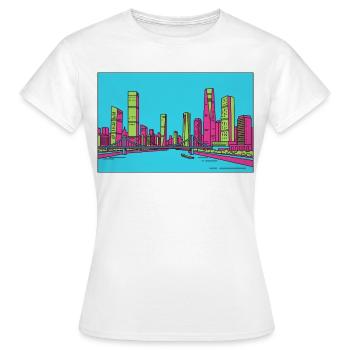 Skyline de la ville de Chongqing Dessin de lignes du fleuve Yangtsé - T-shirt Femme - blanc - Devant - AI Model Female 172 dark (172cm)