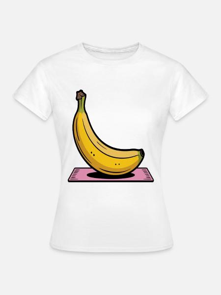 Cartoon Banane auf Yogamatte - Frauen T-Shirt - Weiß