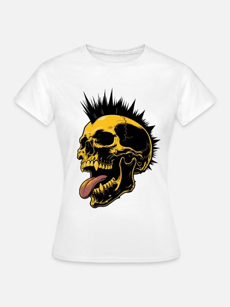 Skull Mohawk Punk Rocker Totenkopf - Frauen T-Shirt - Weiß