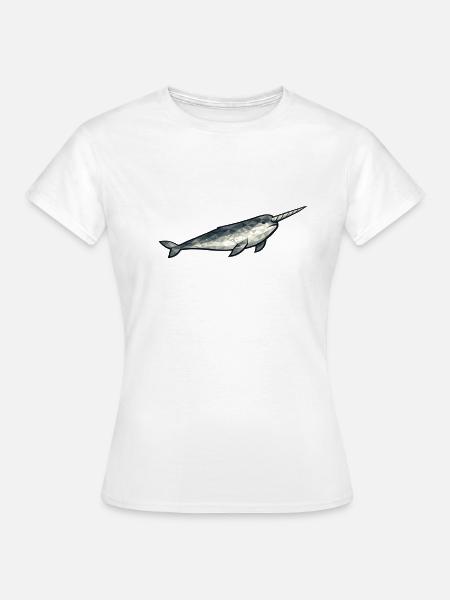 Geometrisches Narwal-Polygon - Frauen T-Shirt - Weiß