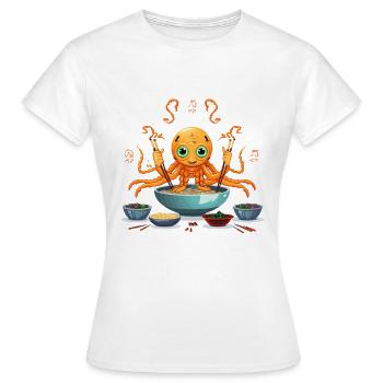 Petit tentacule dans une soupe ramen - T-shirt Femme - blanc - Devant - AI Model Female 172 dark (172cm)