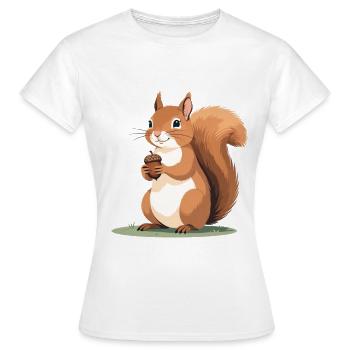 Eichhörnchen mit Eichel Karikatur - Frauen T-Shirt - Weiß - Vorne - AI Model Female 172 dark (172cm)