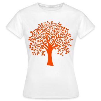 Grundsilhouette mit Orange Jumbo Tree Print - Frauen T-Shirt - Weiß - Vorne - AI Model Female 172 dark (172cm)