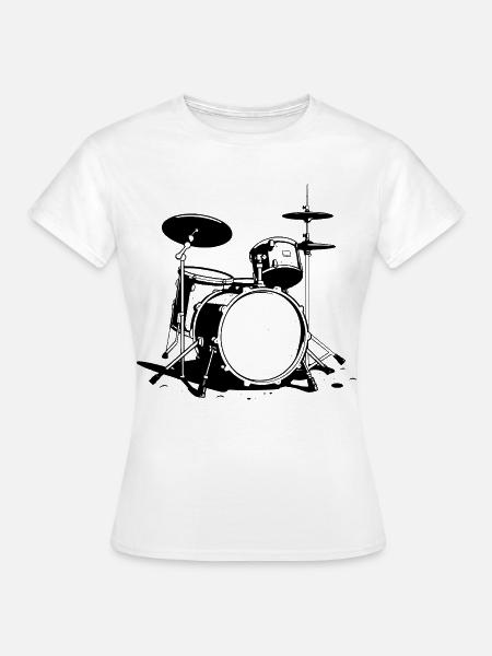 Schlagzeug Skizze - Frauen T-Shirt - Weiß
