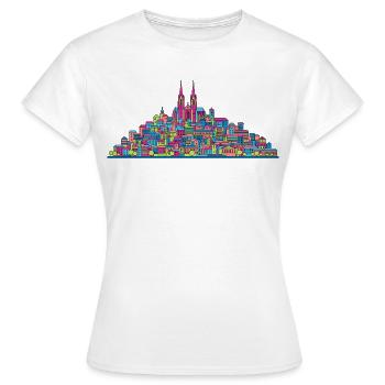 Moderne Linienkunst der Stadtsilhouette der Stadt Lausanne - Frauen T-Shirt - Weiß - Vorne - AI Model Female 172 dark (172cm)