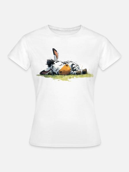 Schlafendes Zebra - Frauen T-Shirt - Weiß