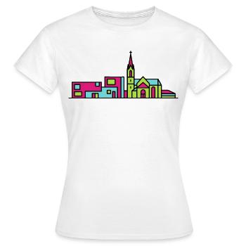 Skyline de la nouvelle cathédrale de Linz Art moderne en ligne - T-shirt Femme - blanc - Devant - AI Model Female 172 dark (172cm)