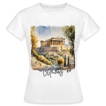 Aquarelle d’Athènes, Athènes Grèce - T-shirt Femme - blanc - Devant - AI Model Female 172 dark (172cm)