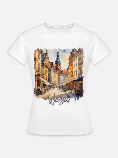 Warschauer Aquarell, Warschau, Polen - Frauen T-Shirt - Weiß