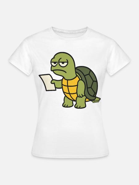 Langsame Schildkröte mit Papier - Frauen T-Shirt - Weiß