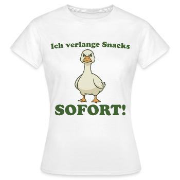 Angry Goose : J’exige des snacks MAINTENANT ! - T-shirt Femme - blanc - Devant - AI Model Female 172 dark (172cm)