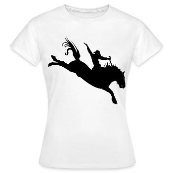 Silhouette de rodéo – Équitation western - T-shirt Femme - blanc - Devant - AI Model Female 172 dark (172cm)