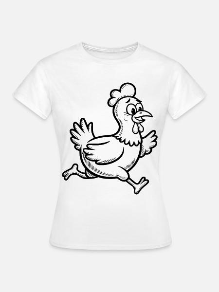 Lustiges Huhn Henne Hahn Gockel Rennen Laufen  - Frauen T-Shirt - Weiß